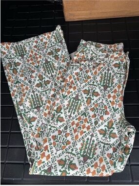 Wrangler high rise fierce floral cross stitch print flare jeans / pants women